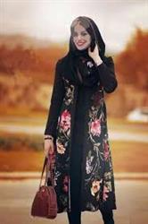 مانتو مجلسی زنانه طرح دار مشکی