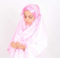 فروش چادر نماز سفید بچه گانه گلدار