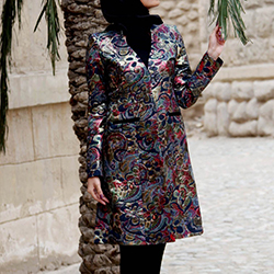 پارچه مانتویی جین گلدار و حاشیه دار