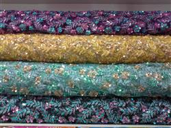 فروش انواع پارچه های تور نگین دار